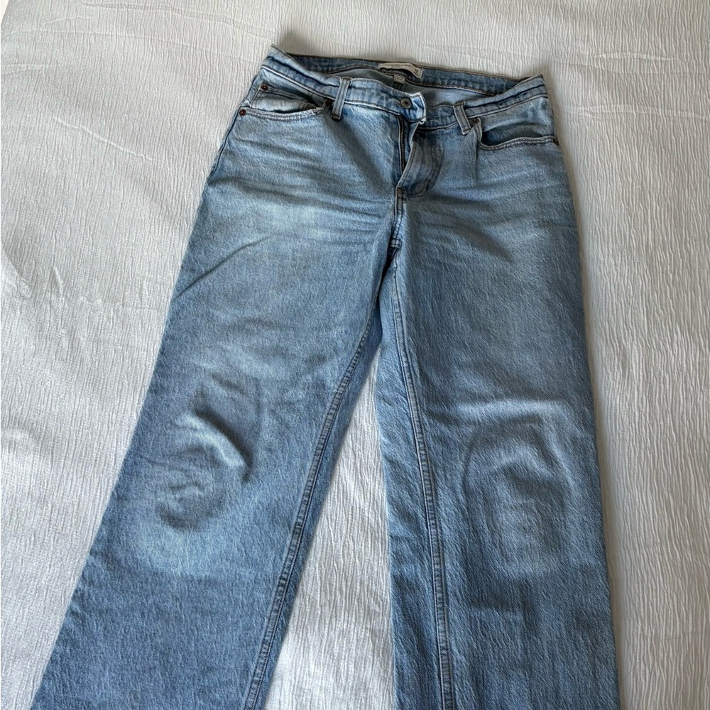 Abercrombie & Fitch Light Blue Curve Love Low Rise Baggy